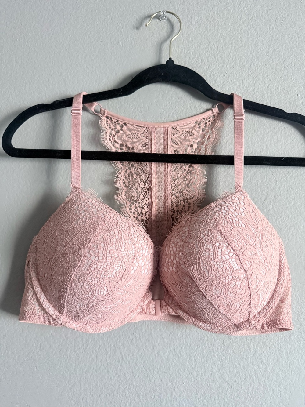 Lace Racerback Push-Up Bra - Pink